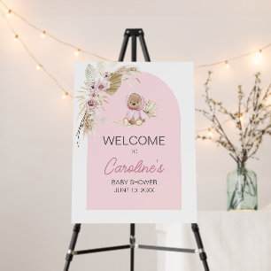 Pink Boho Bearly Wait Baby Shower Welcome Sign