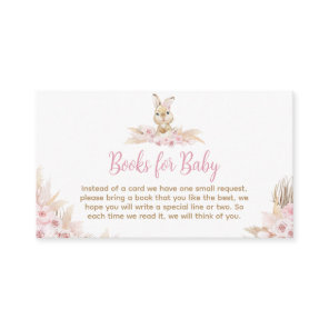 Pink Boho Bunny Baby Shower Books for Baby Enclosure Card