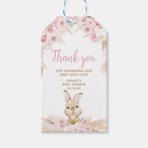 Pink Boho Bunny Baby Shower Favor Tags