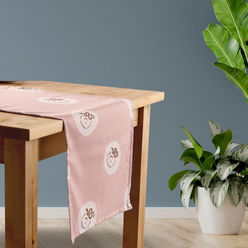 Pink Boho Business Packaging Custom Logo Branded Short Table Runner