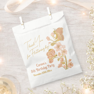 Pink Boho Butterfly Birthday Party Thank You Favor Bag