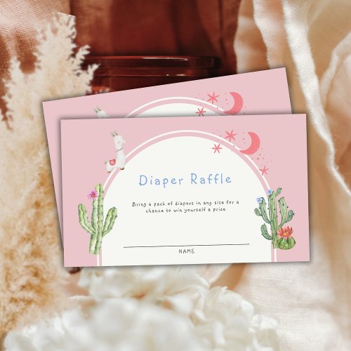 Pink Boho Cactus Toys Diaper Raffle Baby Shower  Enclosure Card