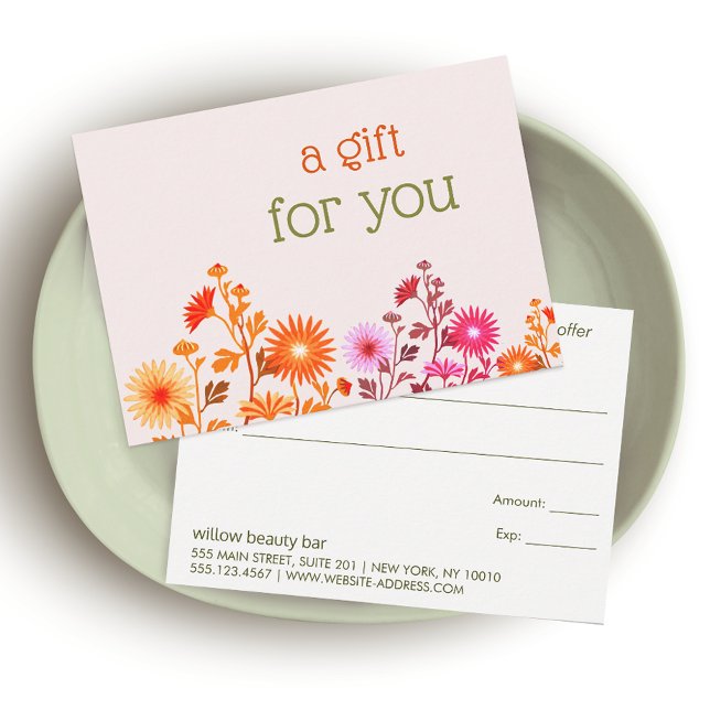 Pink Boho Country Floral Gift Certificate Thank Yo Thank You Card (Creator Uploaded)
