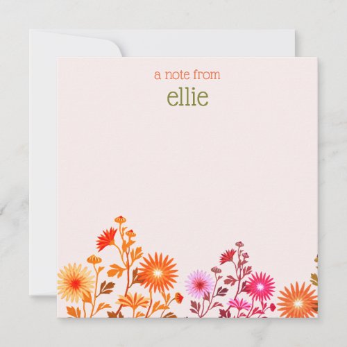 Pink Boho Country Floral  Note Card