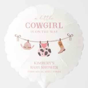 Pink Boho Cowgirl Clothesline Cowhide Baby Shower Balloon