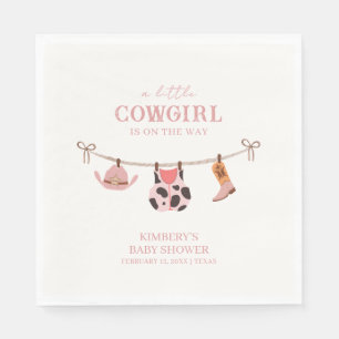Pink Boho Cowgirl Clothesline Cowhide Baby Shower Napkins