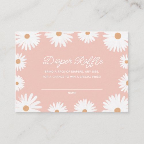 Pink Boho Daisy Floral Baby Shower Diaper Raffle Enclosure Card
