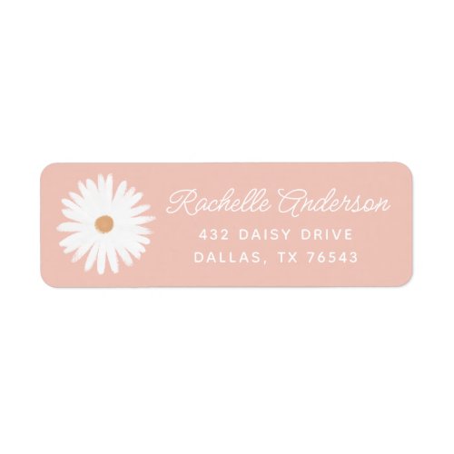 Pink Boho Daisy Floral Baby Shower Return Address Label