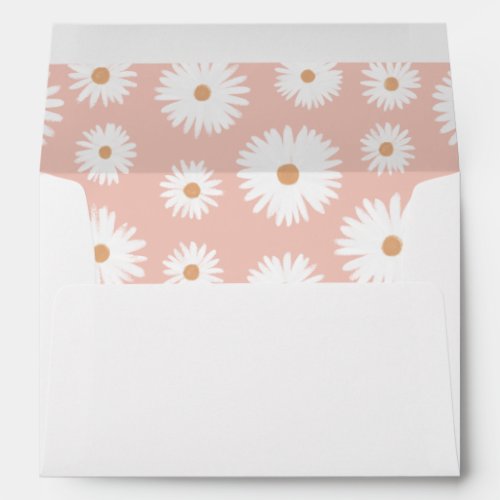 Pink Boho Daisy Floral Girl Baby Shower Envelope