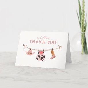 Pink Boho Desert Cowgirl Clothesline Baby Shower Thank You Card