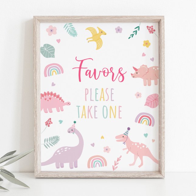Pink Boho Dinosaur Birthday Favor Sign (Creator Uploaded)