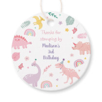 Pink Boho Dinosaur Birthday Favor Tags