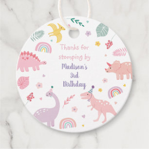 Pink Boho Dinosaur Birthday Favor Tags