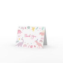 Pink Boho Dinosaur Birthday Thank You