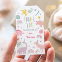 Pink Boho Dinosaur Birthday Thank You