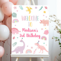 Pink Boho Dinosaur Birthday Welcome Foam Board