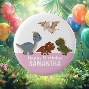Pink Boho Dinosaur Button