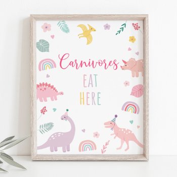 Pink Boho Dinosaur Carnivores Birthday Sign by LittlePrintsParties at Zazzle