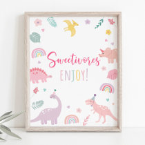 Pink Boho Dinosaur Sweetivores Birthday Sign