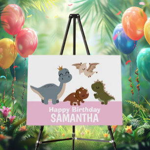 Pink Boho Dinosaur Welcome Foam Board