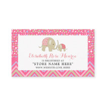 Pink Boho Elephant & Chevron Baby Gift Registry Enclosure Card