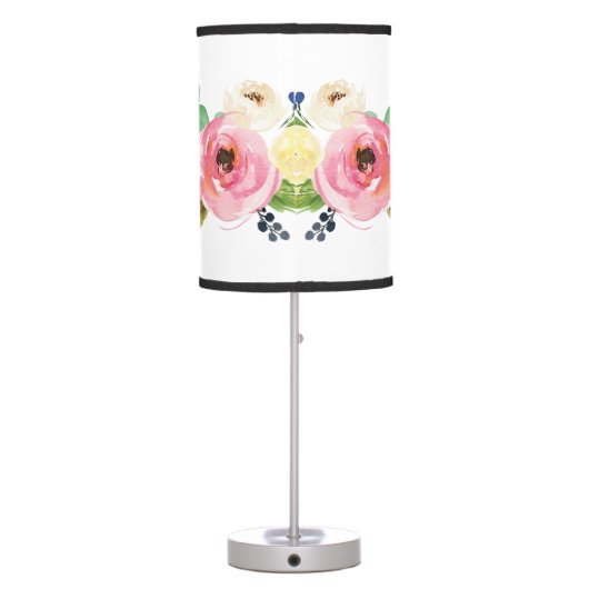 Pink Boho Elephant Floral Baby Girl Nursery Table Lamp (Back)