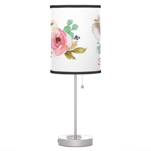 Pink Boho Elephant Floral Baby Girl Nursery Table Lamp Zazzle