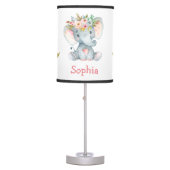 Pink Boho Elephant Floral Baby Girl Nursery Table Lamp (Front)