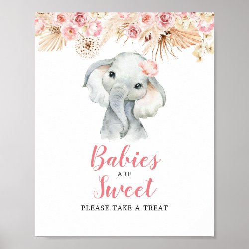 Pink Boho Elephant Girl Babies are Sweet Sign