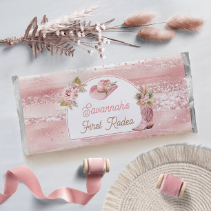 Pink Boho First Rodeo 1st Birthday Hershey Bar Favors