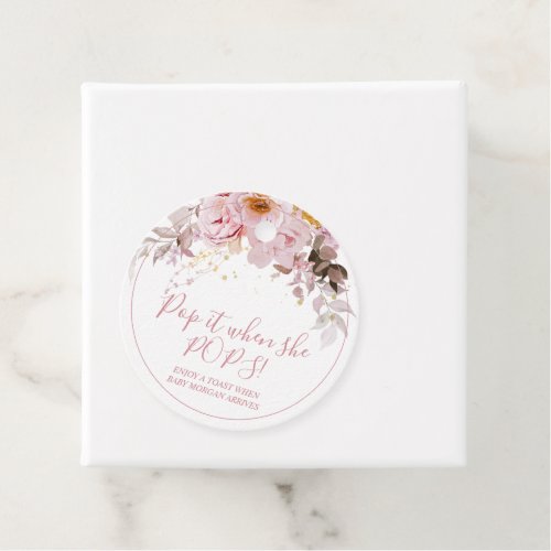 Pink Boho Floral Baby Shower Pop It Favour Tags