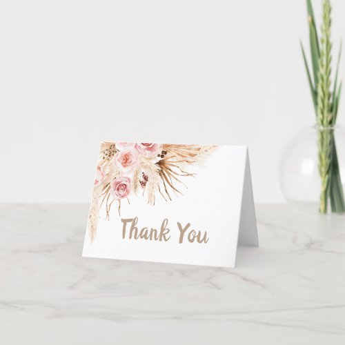 Pink Boho Floral Baby Shower Thank You Card