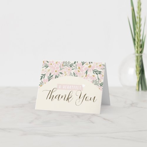 Pink Boho Floral Baby Shower Thank You Card