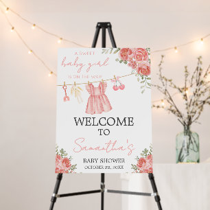 Pink Boho Floral Baby Shower Welcome Sign