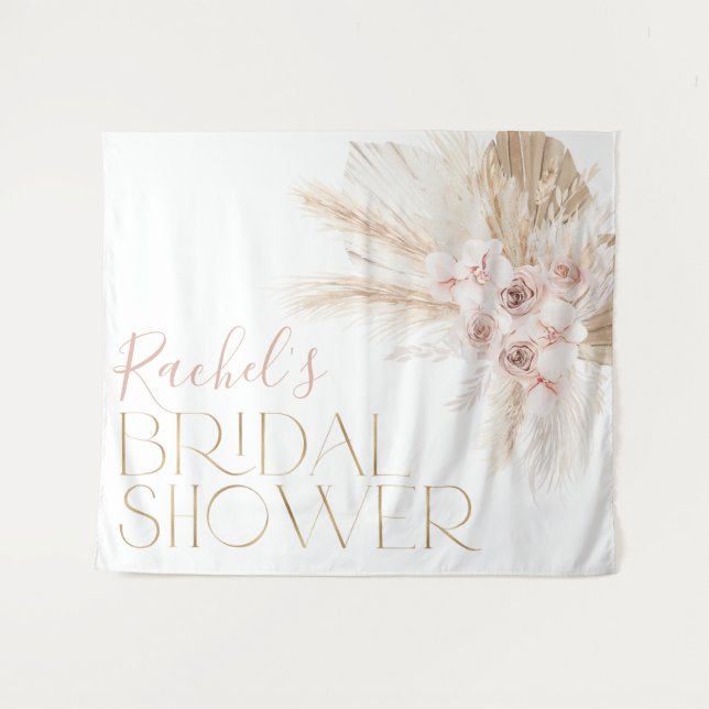 Pink Boho Floral Bridal Shower Backdrop (Front (Horizontal))