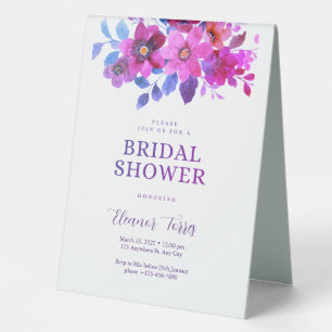 Pink boho floral bridal shower table tent