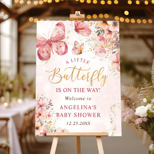 Pink Boho Floral Butterfly Baby Shower Foam Board