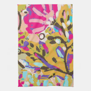 Pink Boho Floral I Kitchen Towel