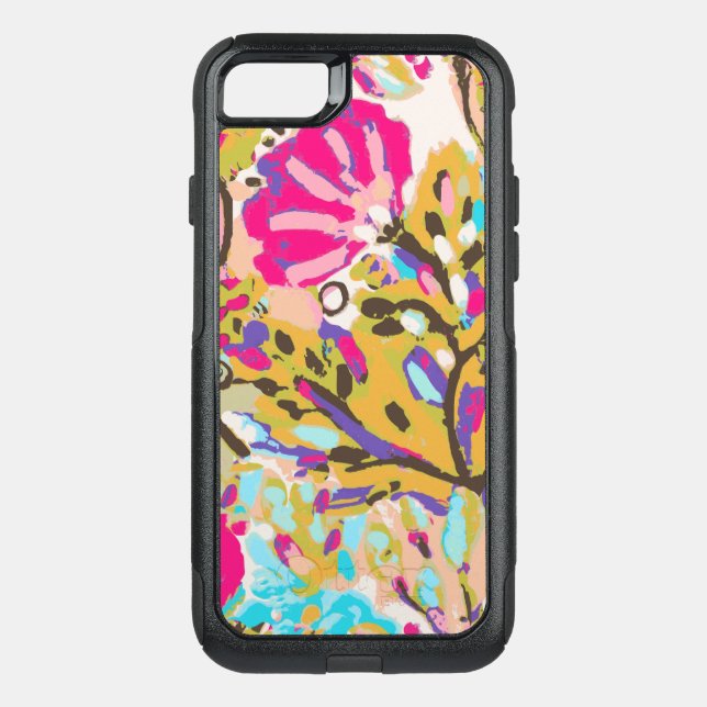 Pink Boho Floral I Otterbox iPhone Case (Back)