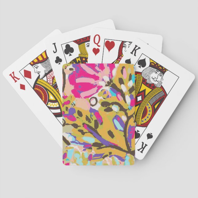 Pink Boho Floral I Poker Cards (Back)