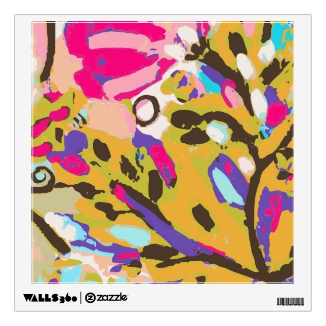 Pink Boho Floral I Wall Decal (Front)