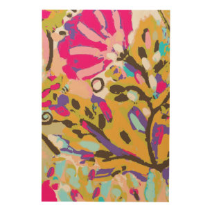 Pink Boho Floral I Wood Wall Decor