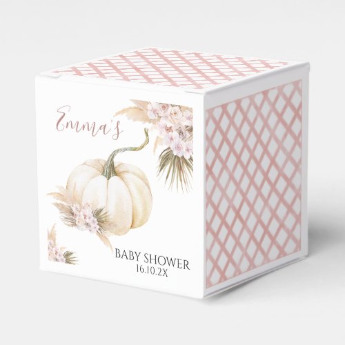 Pink Boho Floral Little Pumpkin Baby Shower Favor Boxes