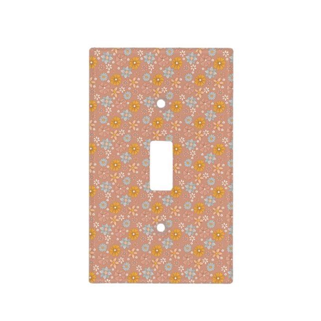 Pink Boho Floral Nursery Light Switch Cover Retro (Front)