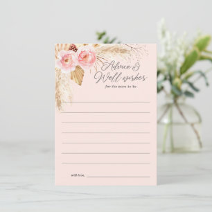 Pink boho floral pampas, advice for the mom-to-be card