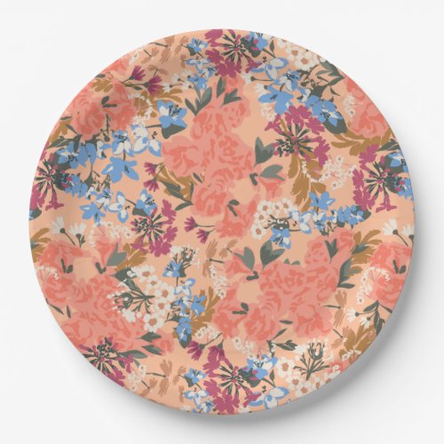 Pink Boho Floral  Paper Plates