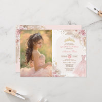 Pink Boho Floral Quinceañera 15th Birthday Photo