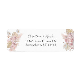 Pink Boho Floral Return Address Label