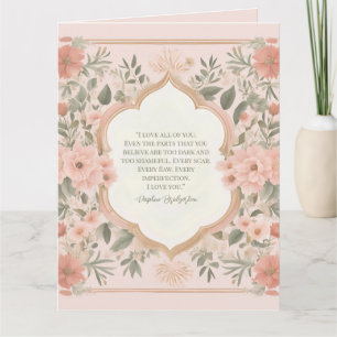 Pink Boho Floral Romantic Quote Card
