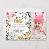 Safari Wild One Birthday Photo Invitation